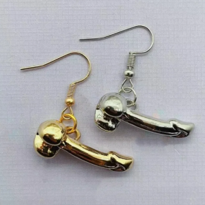 gold and silver penis earrings for women