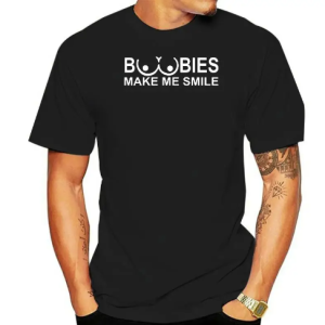 boobies make me smile shirt - black